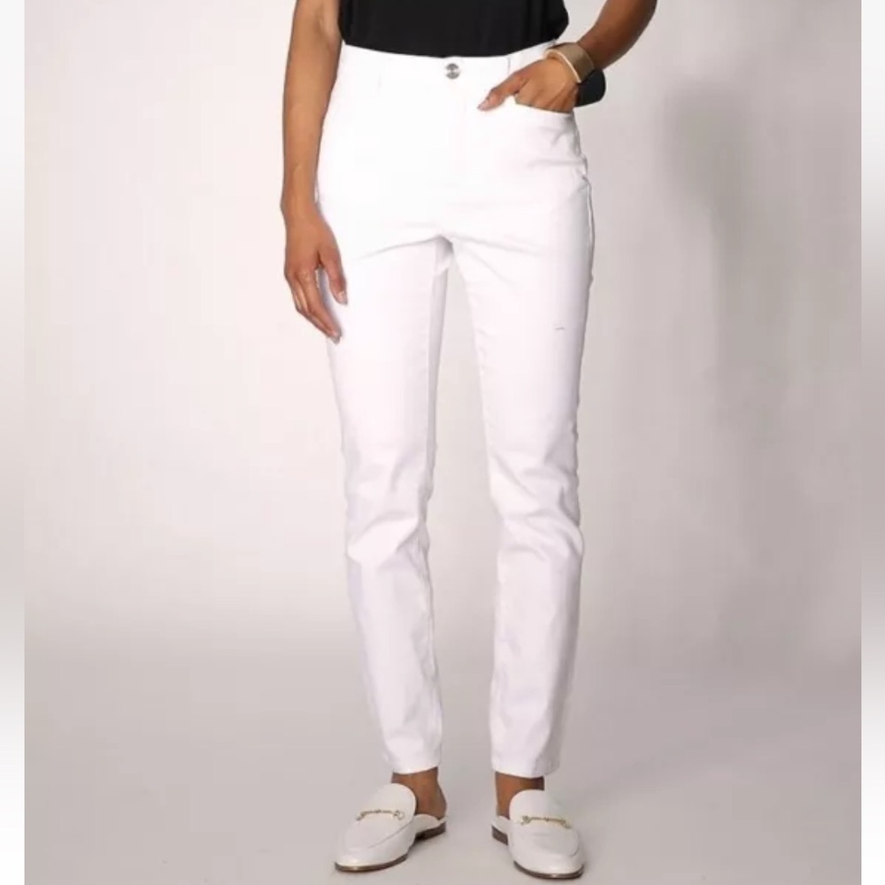 New MarlaWynne WynneDenim White Power Stretch Denim Jeans Size 8P Petite bin 4A